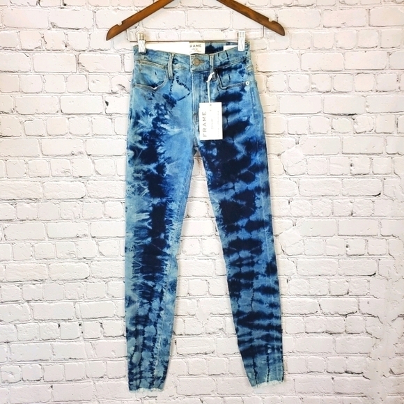 𝅺FRAME Le High Skinny Tie Dye Denim Jeans sz. 24 - Picture 4 of 11